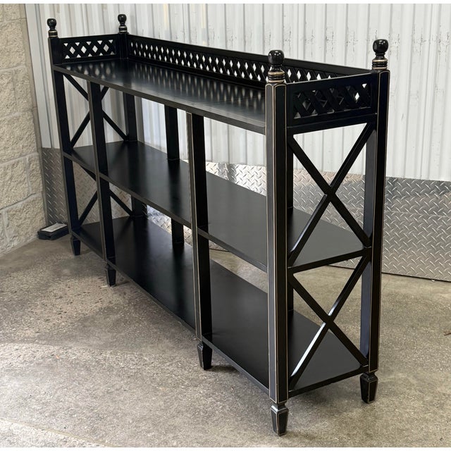 Ardley Hall Regency Style Tiered Black Console / Sofa Table For Sale - Image 4 of 11