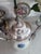 1940s Sheridan Silver Co Silver Plated Tea Pot Silver on Copper Flower Design 4 Footed For Sale - Image 10 of 12