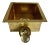 Farmhouse Country Square Brass Hammered Finish Drop-In Sink & Brass Drain For Sale