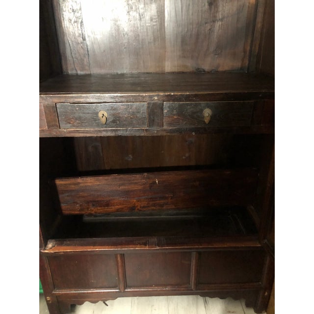 Antique Chinese Chinoiserie Red Lacquer Armoire Cabinet For Sale - Image 12 of 13