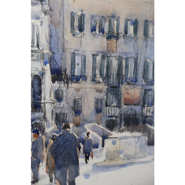 Jeffrey Harpham “A Meeting at Campo Maria Formosa” 2003 Venice Watercolor For Sale - Image 9 of 14