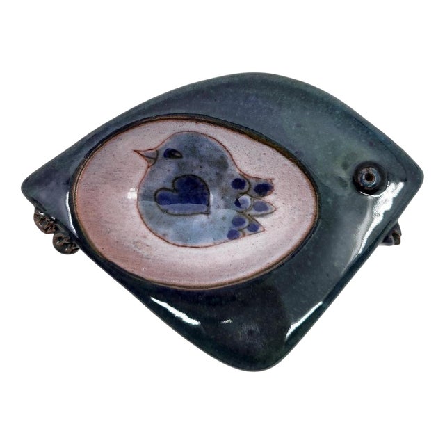 Ceramic Trinket Tray with Bird Decoration, France, 1950 For Sale