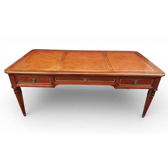19th C. French Louis XVI Mahogany Bureau Plat For Sale - Image 12 of 12