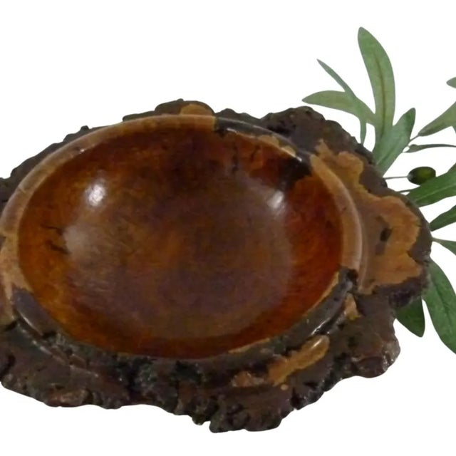 Hoyt G. Brown Signed 9" Cherry Burl Bowl | Appalachian Folk Art | Live Edge Wood Bowl For Sale - Image 4 of 11