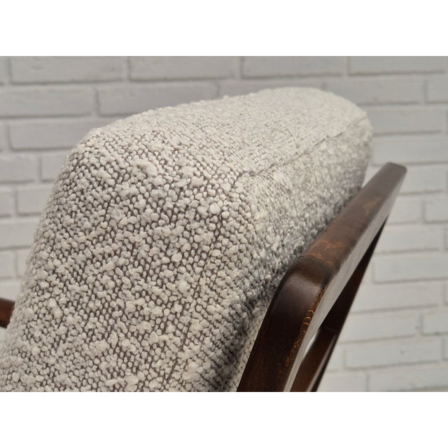 Danish Armchair in White Furniture Fabric & Beech, 1960s For Sale - Image 12 of 18