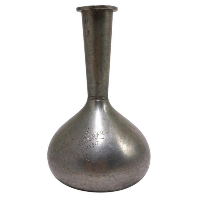 Metal Swedish Art Deco Pewter Vase from GAB, Stockholm, 1931 For Sale - Image 7 of 7
