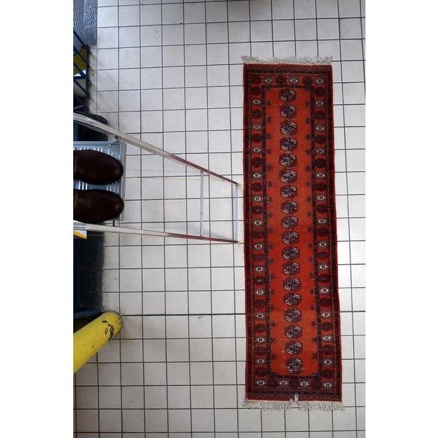 Red 1950s, Handmade Vintage Uzbek Bukhara Runner Rug 2.6' X 9.5' For Sale - Image 8 of 13