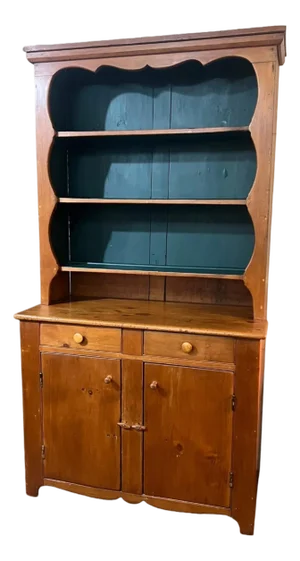 Late 19th Century Primitive Wide Plank Pine Step Back Cupboard