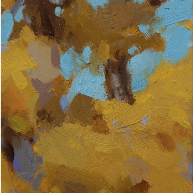 Contemporary Before the Fall by Judd Mercer | Oil On Panel Autumn tree with golden leaves against a blue sky. For Sale - Image 3 of 5