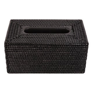 Artifacts Rattan Long Tissue Box, Tudor Black For Sale