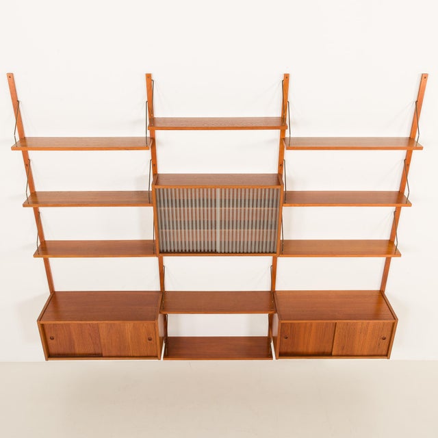 Brown Vintage Scandinavian Teak Wall Unit by Poul Cadovius, 1960s For Sale - Image 8 of 17