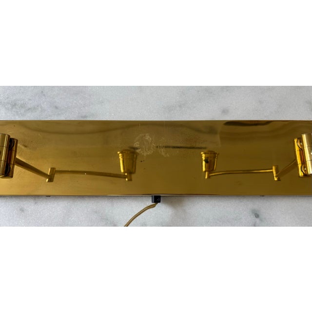 Vintage Brass Double Swing Arm Light Fixture For Sale - Image 9 of 11