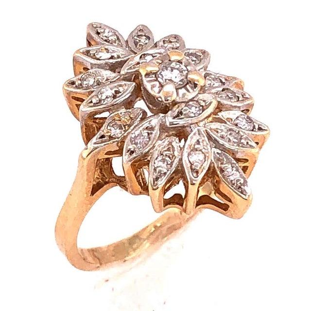 14 Karat Two-Tone White and Yellow Gold With Diamond Cluster Ring 0.50 TDW, Size 5.75 For Sale - Image 9 of 10