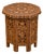 Antique Middle Eastern Octagonal Carved Side Table with Brass Inlay, 1890s For Sale