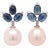 Cabochon Sapphire, Diamond and Pearl Platinum Drop Earrings - Fei Liu, Pair For Sale