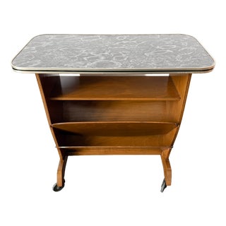 Mid-Century Modern Bar Cart with Marble-Effect Top, 1950s For Sale