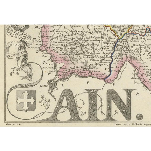 Map of Ain France with Vineyards of Bugey and Notable Portraits, c.1850 For Sale - Image 4 of 10