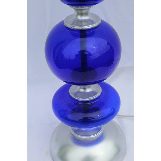 Deco Cobalt Blue Glass Bronze Base And Spacers Table Lamps A