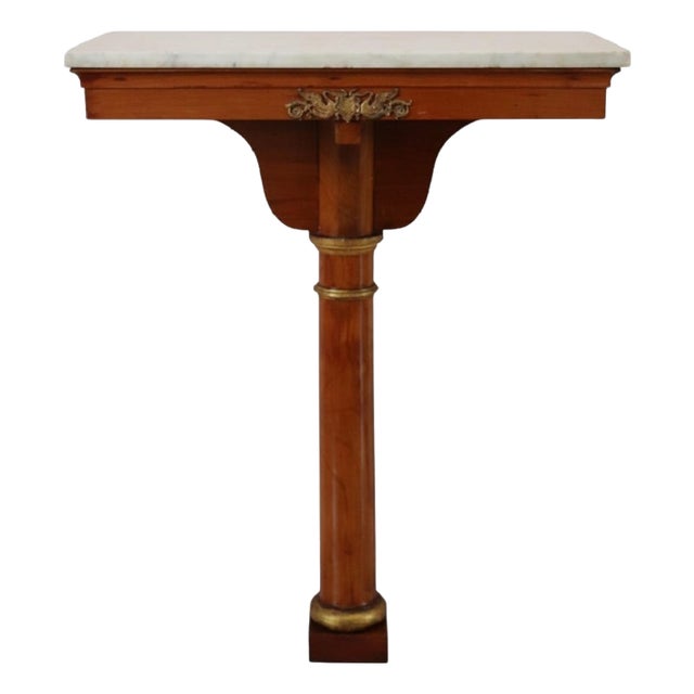 Antique Console Table in Cherrywood with Marble Top, Early 19th Century For Sale