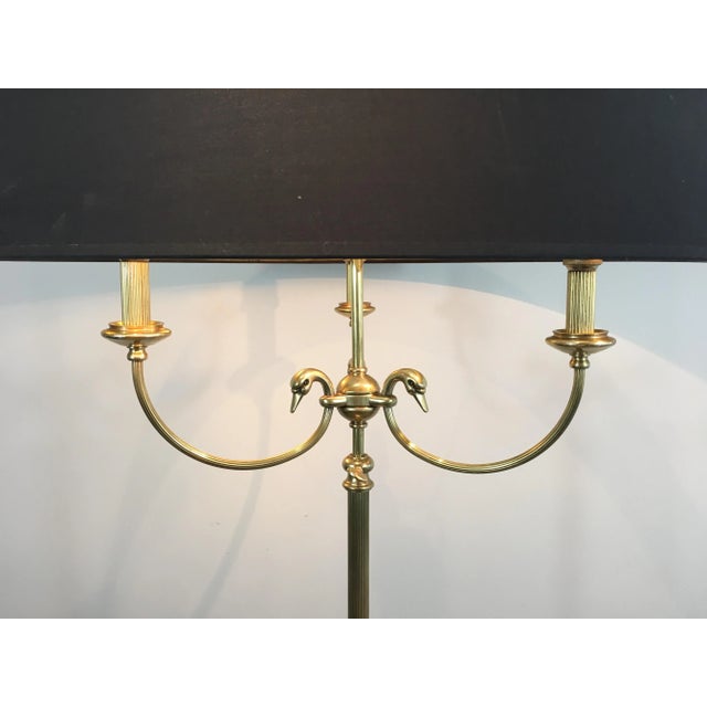 Neoclassical Brass Adjustable Floor Lamp with Swanheads For Sale - Image 11 of 13