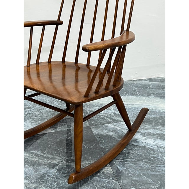Brown Russel Wright Spindle Back Rocking Chair for Conant Ball For Sale - Image 8 of 13