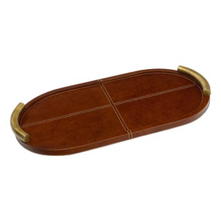 Hayes Leather Tray Oval, Cognac For Sale