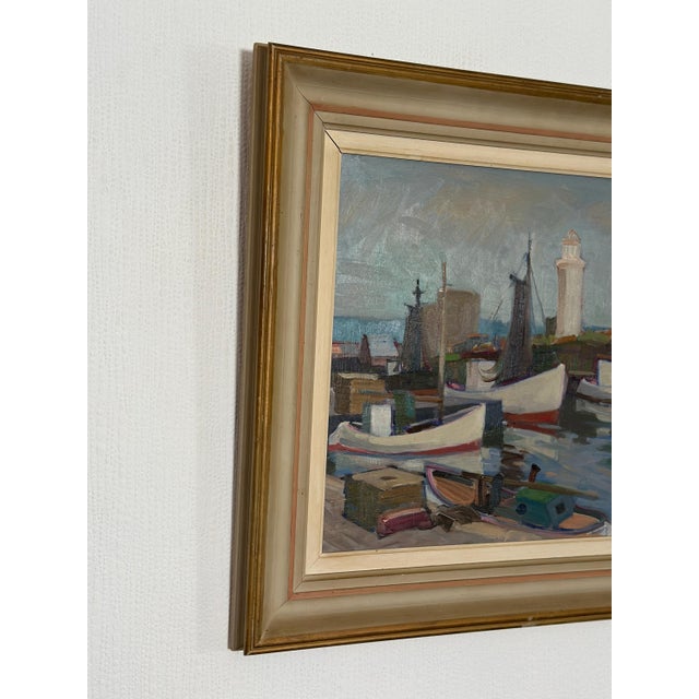 Eskil Skans, Boats, 1960s, Oil on Panel, Framed For Sale - Image 12 of 17