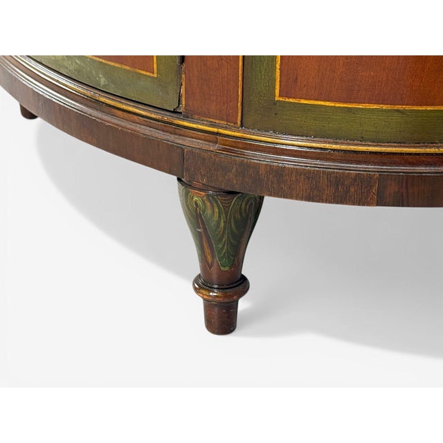 Edwardian, Adams Paint Decorated Demilune Cabinet, Inlaid Wood, 19th C. For Sale - Image 12 of 14