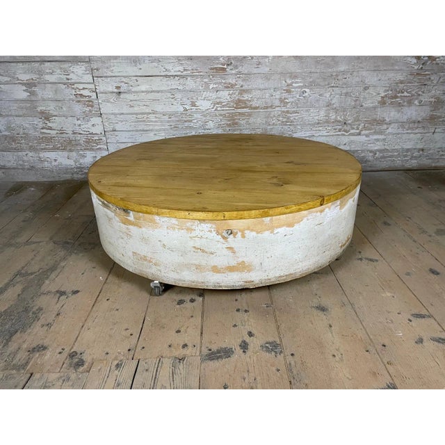 Wooden Coffee Table on Wheels For Sale - Image 4 of 4