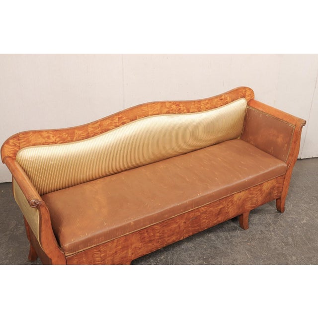Camel Mid 19th Century Swedish Biedermeier Curly Birch Sofa For Sale - Image 8 of 10