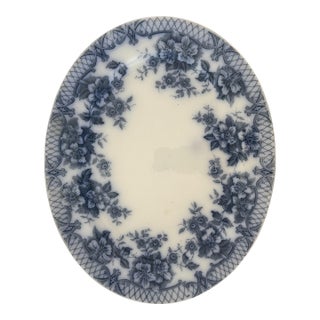 Floral Pattern Flow Blue Platter, Circa 1895 For Sale