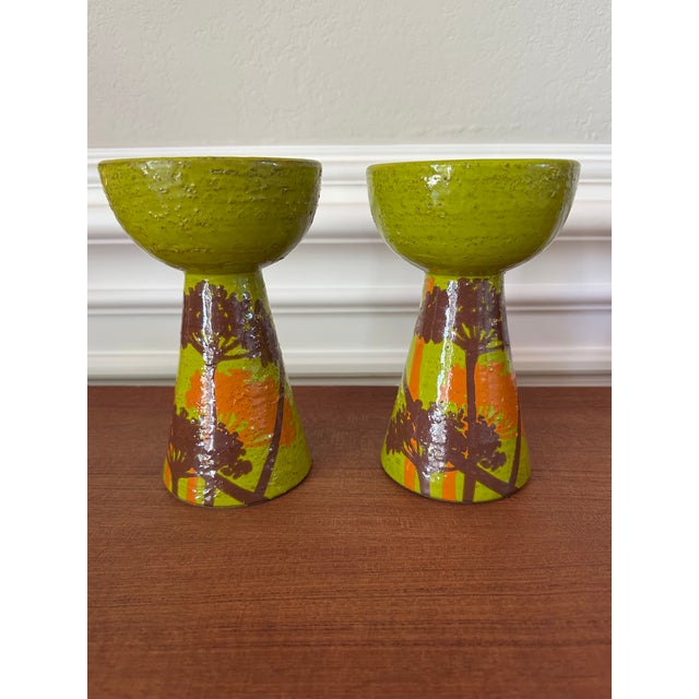 Vintage Rosenthal Netter Aldo Londi for Bitossi Art Pottery Candleholders, Made in Italy - A Pair For Sale - Image 18 of 18
