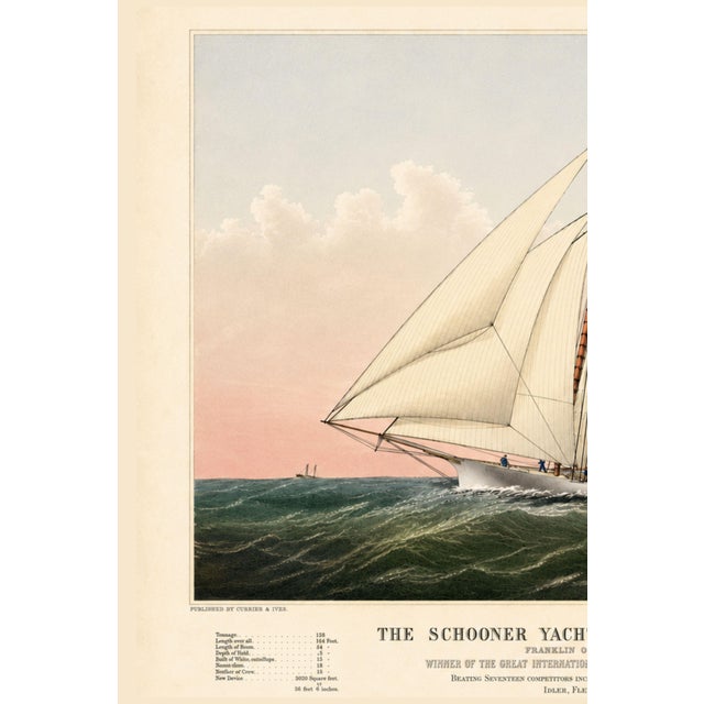 A beautifully detailed maritime lithograph depicting a celebrated nineteenth-century schooner yacht from the New York...