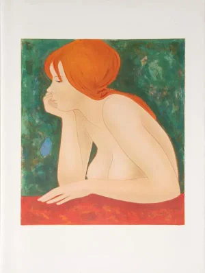Red Head, Alain Bonnefoit Lithograph, Signed and Numbered in Pencil