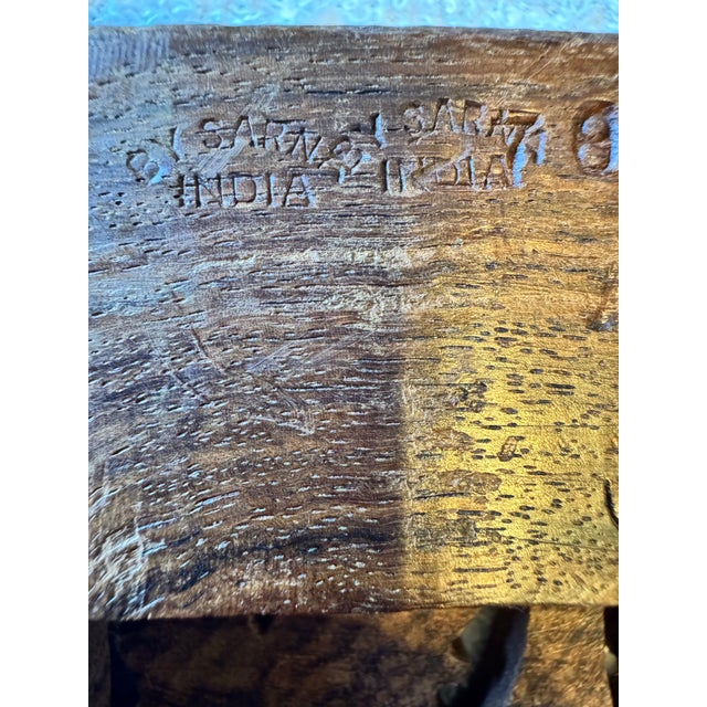 Vintage Hand-Carved Indian Rosewood (Sheesham) Folding Book Stand / Lectern With Intricate Floral Carvings For Sale - Image 9 of 10