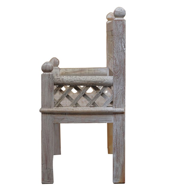 Farmhouse 1980s Rustic White Reclaimed Wood Settee Bench – 1 Piece For Sale - Image 3 of 4