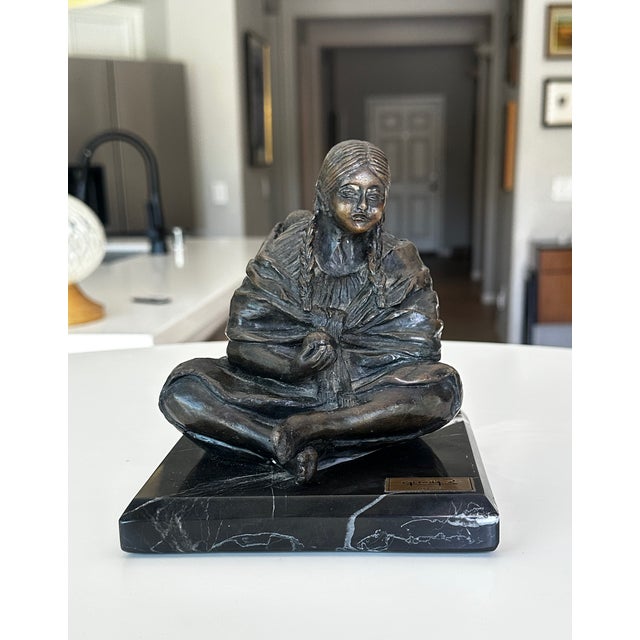 Up for sale is a small bronze sculpture by Renowned Mexican artist Glenda Hecksher's "Marta" -- the bronze depicts an...