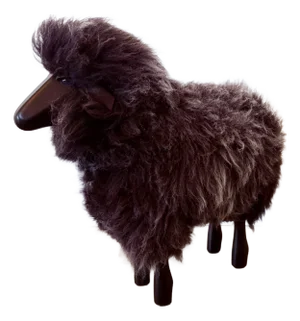 Lalanne Style Carved Wood Black Sheep Stool or Sculpture