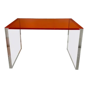 Orange Acrylic Top Desk or Game Table