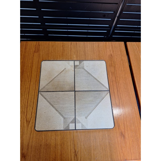 Late 20th Century Vintage Gangso Mobler Mid-Century Danish Modern Teak Tile Top Set of Tables For Sale - Image 5 of 9