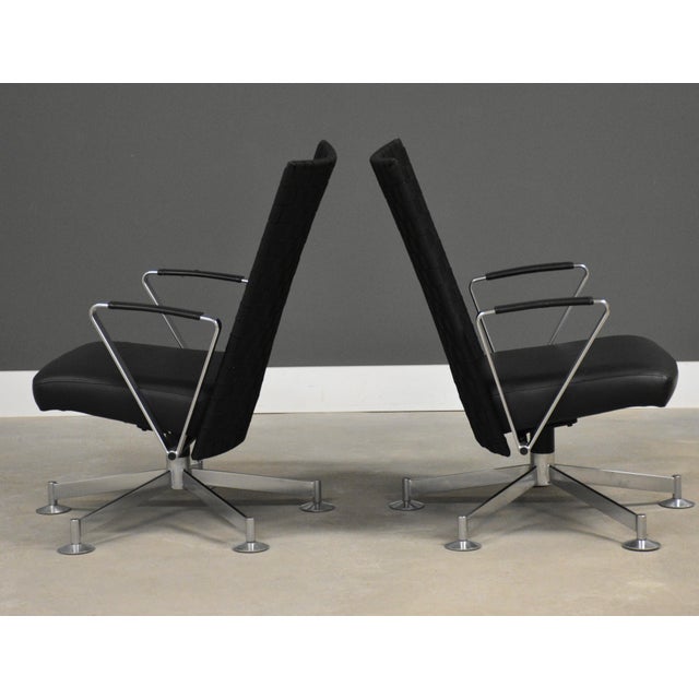 Modern Chrome and Black Leather Lounge Chairs by Davis Furniture - A Pair For Sale - Image 3 of 11