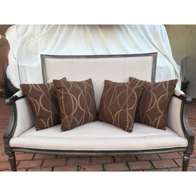 California Golden State Chic Brown and Gold Sunbrella Pillows-Set of 4 For Sale - Image 10 of 10
