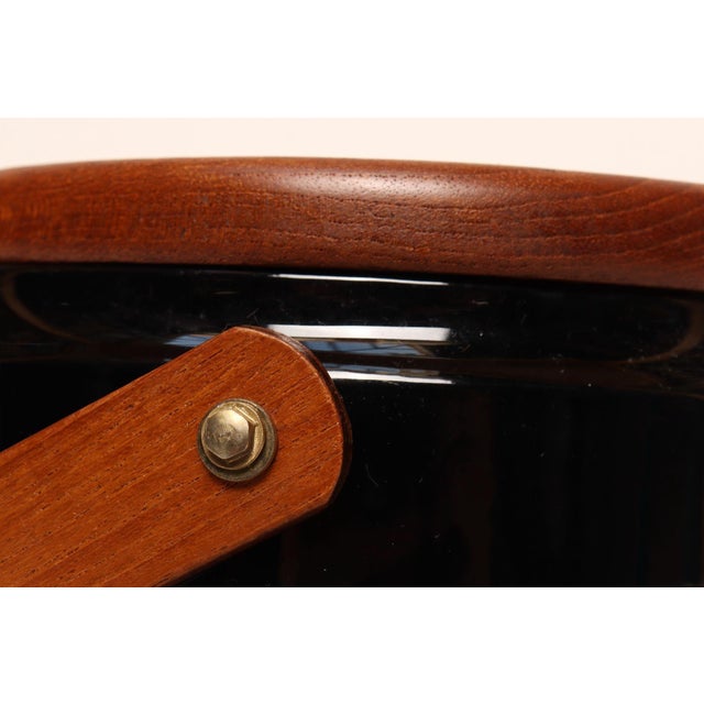 Mid Century Modern Black Vinyl and Teak Insulated Ice Bucket by Georges Briard For Sale - Image 13 of 18