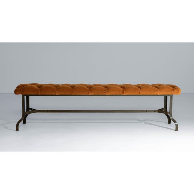 French Provincial 20th Century French Iron Bench With Upholstered Seat For Sale - Image 3 of 18