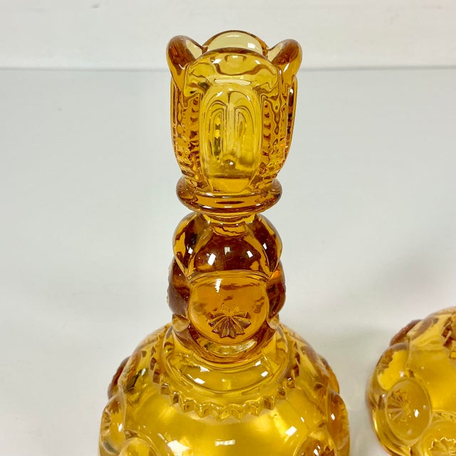 Antique Art Deco Boho Chic Hollywood Regency Depression Era Amber Starbust Candle Holders - A Pair For Sale - Image 6 of 11