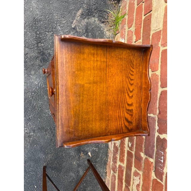Wood Antique Farmhouse Style Solid Wood Narrow Bedside Cabinet For Sale - Image 7 of 14