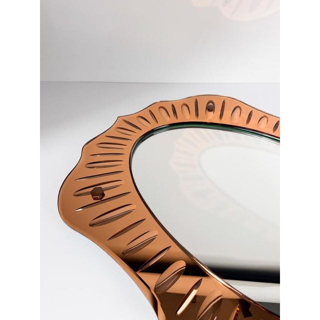 Vintage Italian Peach-Pink Crystal Mirror, 1950s For Sale - Image 6 of 18