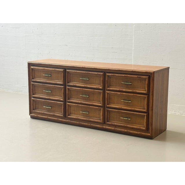 Vintage Sideboard with Rattan Fronts and Brass Handles, Italy, 1970s For Sale - Image 11 of 16