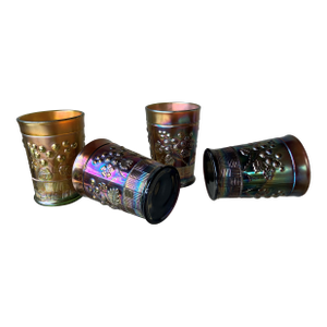 Circa 1911 Northwood Glass “Raspberry” Pattern Carnival Glass Tumblers - Set of 4