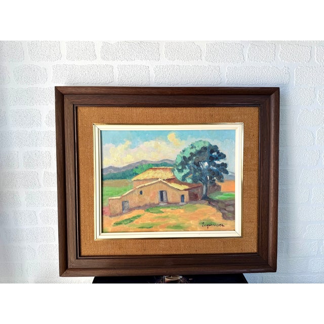 Espinosa, House in the Countryside, 1980s, Oil on Canvas For Sale - Image 6 of 9